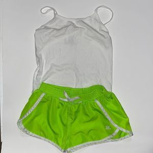 White Tank with Neon Green Shorts $9!!